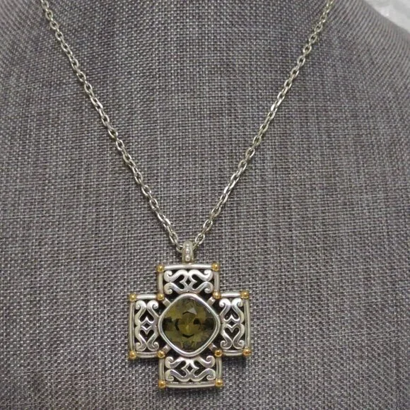 Brighton Deauville Silver and Gold Cross Necklace - Picture 2 of 8